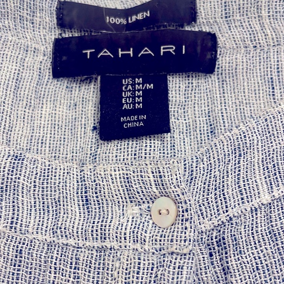 Tahari 100% linen oversized slouchy button down shirt size M - Picture 6 of 9
